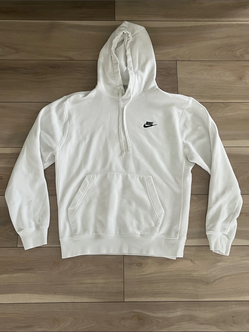 Nike White Pullover Hoodie with Black Swoosh